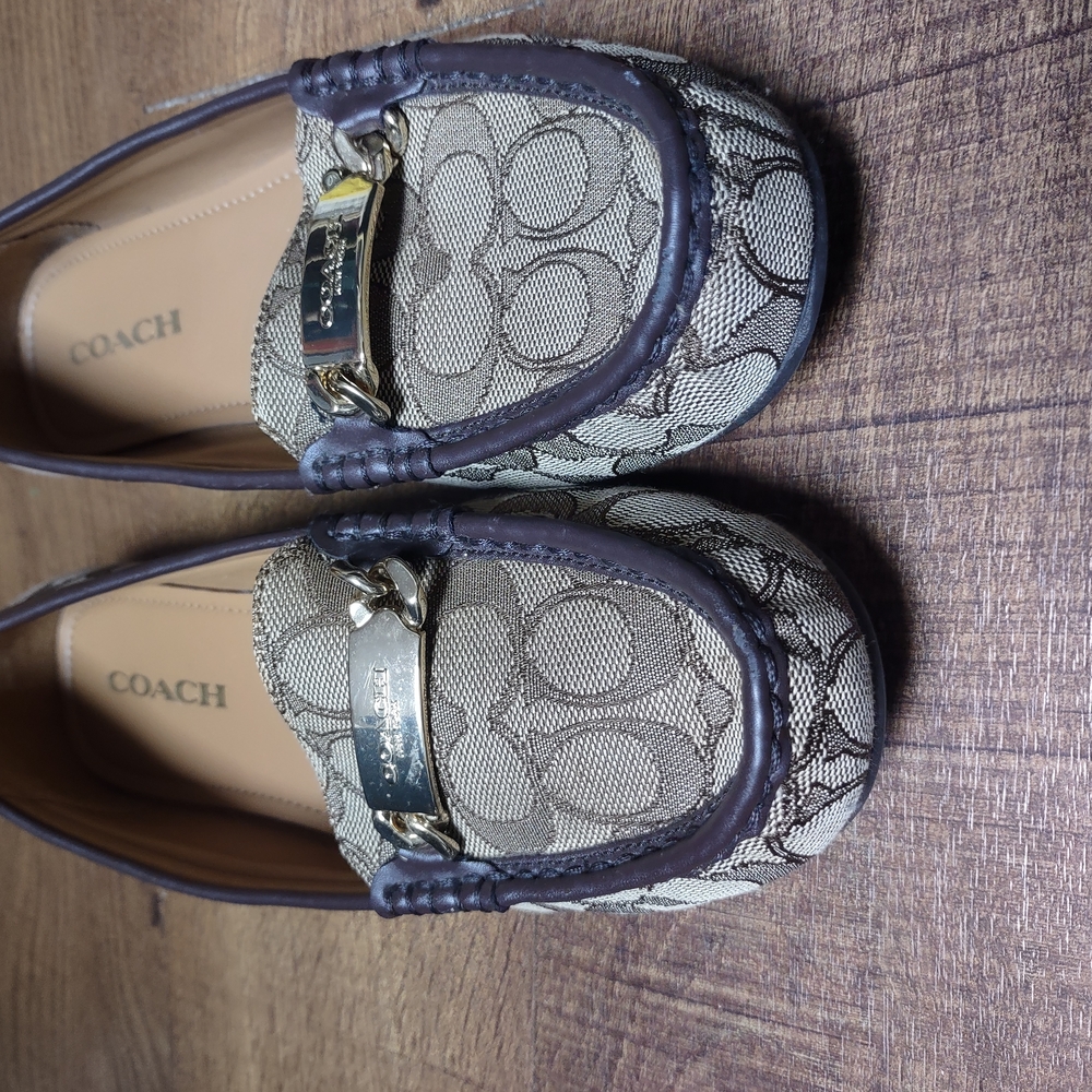 Coach Brown and Tan Loafers with Signature Monogram